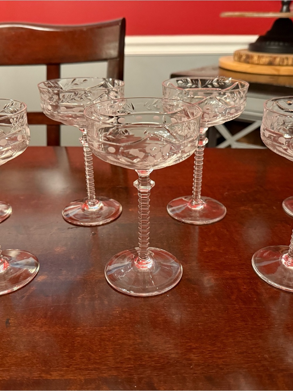 Set of 8 Libbey Rock Sharpe Elaine Stem Tall Liquor Wine Cocktail Goblets Glass